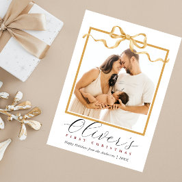 Het eerste kerstfotoscript van Elegant Baby Feestdagenkaart