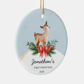 Het eerste kerstOrnament van Deer Baby Keramisch Ornament (Rechts)