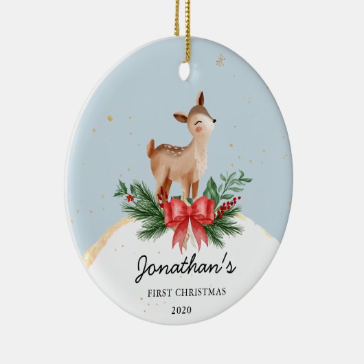 Het eerste kerstOrnament van Deer Baby Keramisch Ornament (Rechts)