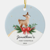 Het eerste kerstOrnament van Deer Baby Keramisch Ornament (Voorkant)