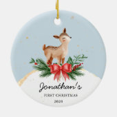 Het eerste kerstOrnament van Deer Baby Keramisch Ornament (Achterkant)