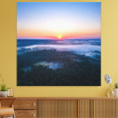 Het eerste licht van de dageraad verlicht het bos canvas afdruk (Insitu (Woonkamer))