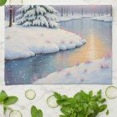 Het eerste licht van de winter theedoek (Gevouwen)