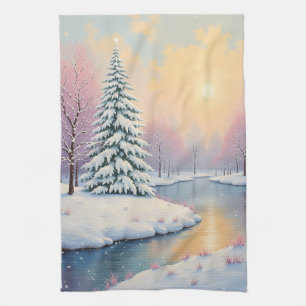 Het eerste licht van de winter theedoek