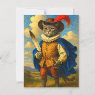 Het eerste mes van de koning Een Musketeer Cat H Briefkaart
