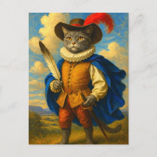 Het eerste mes van de koning | Een Musketeer Cat H Briefkaart (Voorkant)