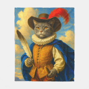 Het eerste mes van de koning Een Musketeer Cat H Fleece Deken