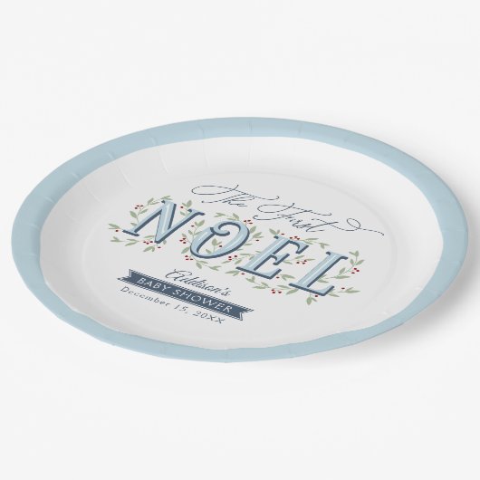Het eerste Noel Christmas Baby shower Papieren Bordje (Gekanteld)