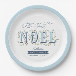 Het eerste Noel Christmas Baby shower Papieren Bordje