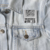 Het eerste technische boek van de kunstenaar vierkante button 5,1 cm (In situ)