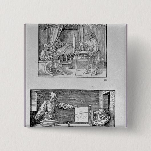 Het eerste technische boek van de kunstenaar vierkante button 5,1 cm (Voorkant)