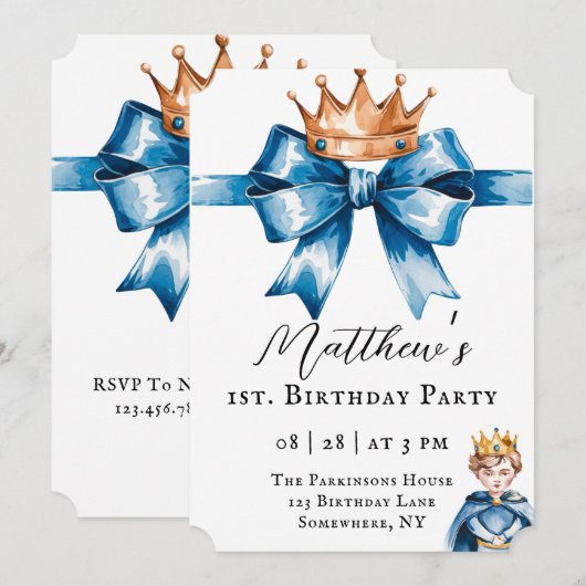 Het eerste verjaardagsfeestje van de kleine prins kaart (Voorkant / Achterkant)