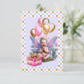 Het eerste verjaardagsfeestje van een meisje kaart (Staand voorkant)