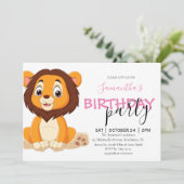 Het eerste verjaardagsfeestje van het kleine meisj aankondiging (Staand voorkant)