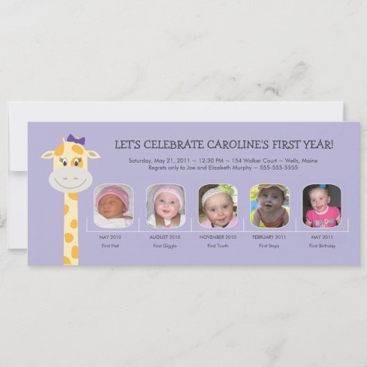 Het eerste verjaardagsjaar van een baby kaart (Voorkant)