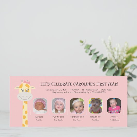 Het eerste verjaardagsjaar van een baby kaart (Staand voorkant)