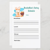 Het eetschema van BookieBun (Voorkant / Achterkant)