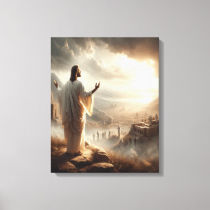 Het eeuwige licht van Jezus schijnt de poort van d Canvas Afdruk