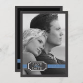 Het effect van het Lint van de legant in Blauw spa Save The Date (Voorkant / Achterkant)