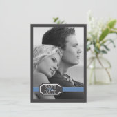 Het effect van het Lint van de legant in Blauw spa Save The Date (Staand voorkant)