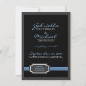 Het effect van het Lint van de legant in Blauw spa Save The Date (Achterkant)