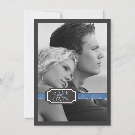 Het effect van het Lint van de legant in Blauw spa Save The Date (Voorkant)