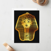 Het Egyptische gouden Toetanchamon masker Notitiekaartje (Voorkant / Achterkant in situ)