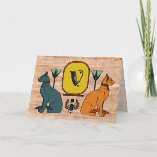 Het Egyptische Wenskaart van het Monogram van de Notitiekaartje