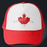 Het EH-team | Vlag Canada Trucker Pet<br><div class="desc">Het is Canada Dag. Zet de muziek aan, vuurt de BBQ-grill op en gooit wat Canadese Pride op met ons "On the Eh Team"-pet. Rood en wit haat met een paarse blad dat op de Canadese vlag lijkt. Voeg uw douanetekst aan dit ontwerp toe door de "Edit this design sjabloon"vakjes...</div>