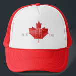 Het EH-team | Vlag Canada Trucker Pet<br><div class="desc">Het is Canada Dag. Zet de muziek aan, vuurt de BBQ-grill op en gooit wat Canadese Pride op met ons "On the Eh Team"-pet. Rood en wit haat met een paarse blad dat op de Canadese vlag lijkt. Voeg uw douanetekst aan dit ontwerp toe door de "Edit this design sjabloon"vakjes...</div>