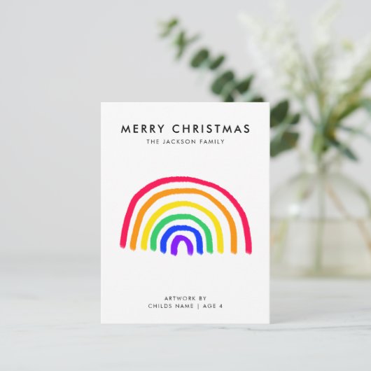 Het eigen kunstwerk van uw kind | Kinderen tekenen Feestdagenkaart (Staand voorkant)