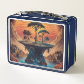 Het eiland bij zonsondergang. (Achterkant)