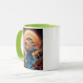 Het eiland bij zonsondergang. mok (Voorkant links)