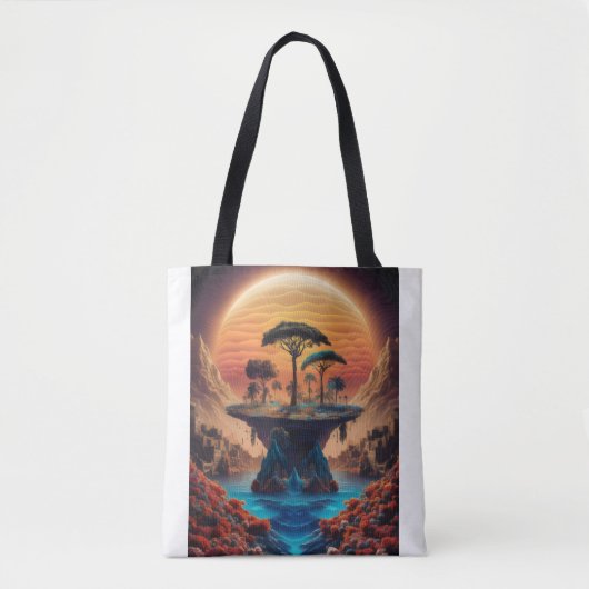 Het eiland bij zonsondergang. tote bag (Voorkant)