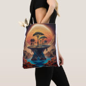 Het eiland bij zonsondergang. tote bag (Dichtbij)