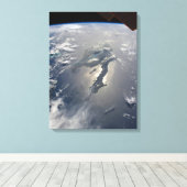 Het eiland Hispaniola met Sunglin Canvas Afdruk (Insitu (Houten vloer))