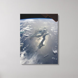 Het eiland Hispaniola met Sunglin Canvas Afdruk