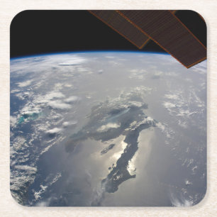 Het eiland Hispaniola met Sunglin Kartonnen Onderzetters