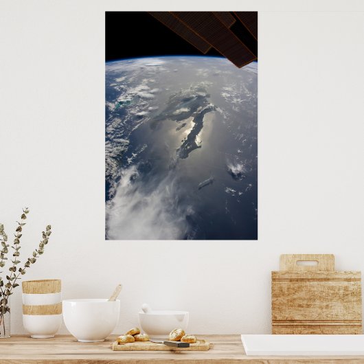 Het eiland Hispaniola met Sunglin Poster (Keuken)