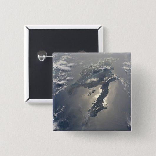 Het eiland Hispaniola met Sunglin Vierkante Button 5,1 Cm (Voorkant /achterkant)