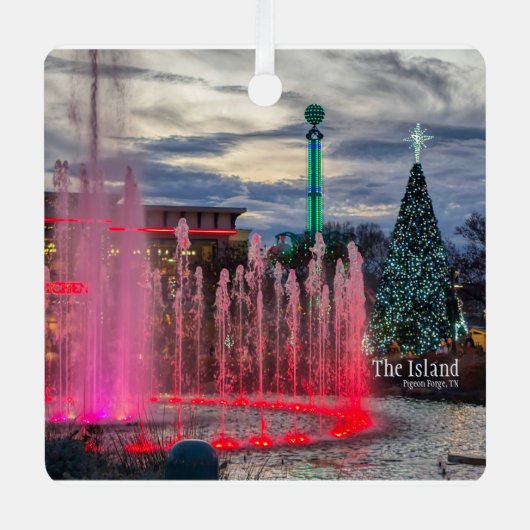 Het eiland met kerst in Pigeon Forge Metalen Ornament (Voorkant)