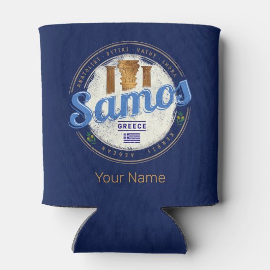 Het eiland Samos in Griekenland heeft de  vakantie Blikjeskoeler (Achterkant)