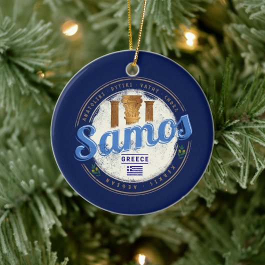Het eiland Samos in Griekenland heeft de  vakantie Keramisch Ornament (Boom)