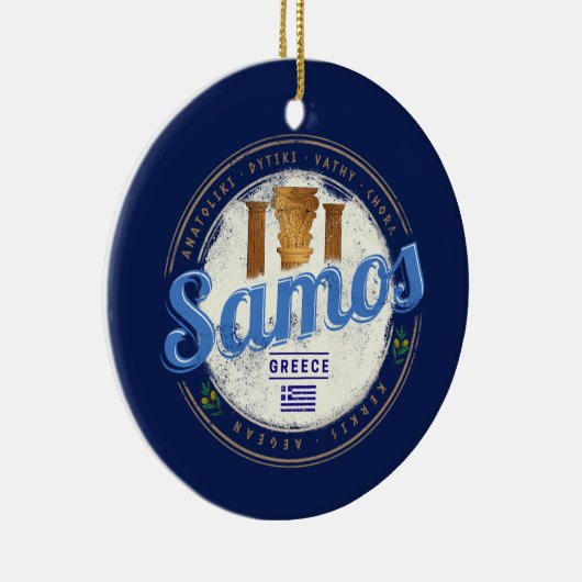 Het eiland Samos in Griekenland heeft de  vakantie Keramisch Ornament (Rechts)