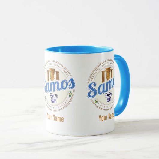 Het eiland Samos in Griekenland heeft de vakantie Mok (Voorkant rechts)