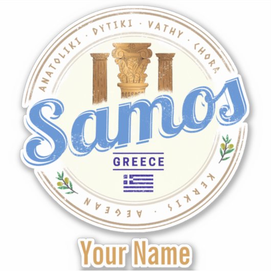 Het eiland Samos in Griekenland heeft de  vakantie Sticker (Voorkant)