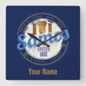 Het eiland Samos in Griekenland heeft de  vakantie Vierkante Klok (Voorkant)