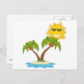 - Het Eiland van de cartoon met de Zon van Palm Briefkaart (Voorkant / Achterkant)