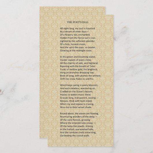 "Het eiland van de dichter" Prachtig 19e eeuw. Ged (Voorkant / Achterkant)