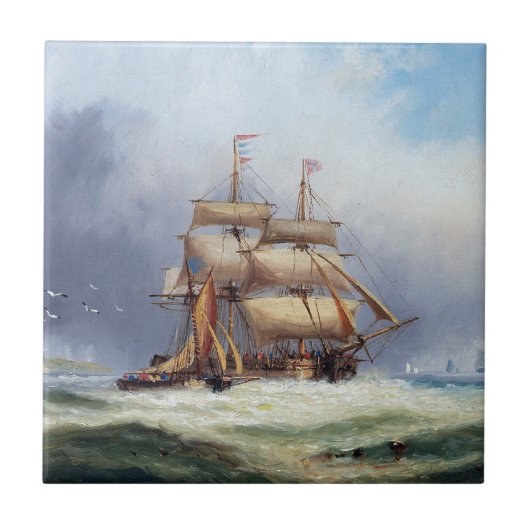 Het eiland Wright loodsboot 1887 Tegeltje (Voorkant)